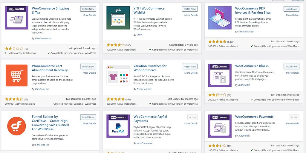 List of WooCommerce Plugins